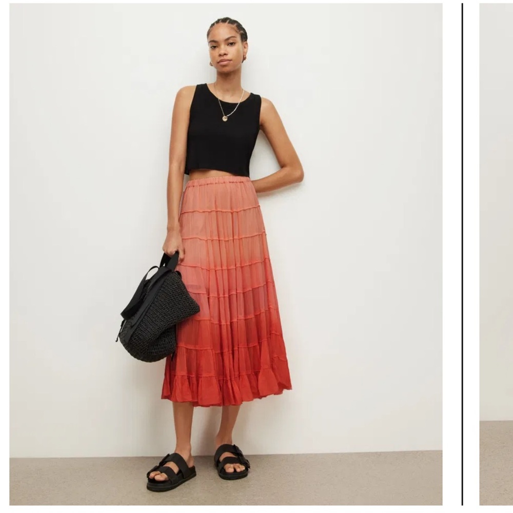 All Saints Ombre Pleated Midi Skirt Sz 4